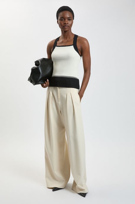 Block Colour Racked Rib Knitted Sleeveless Top - Image 2