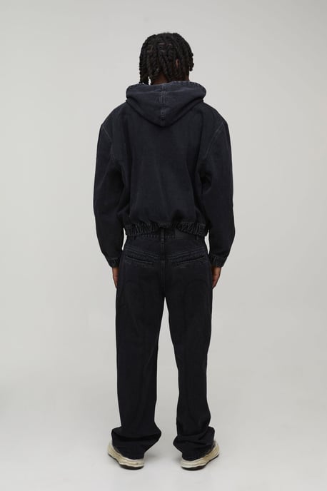 Vintage Wash Western Denim Hoodie - Image 2
