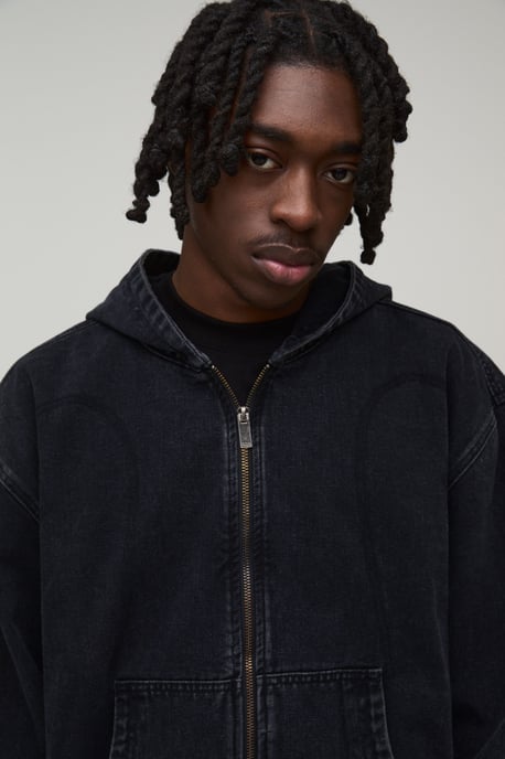 Vintage Wash Western Denim Hoodie - Image 3
