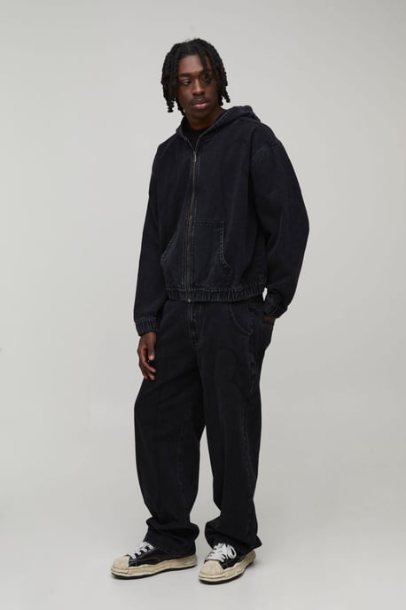 Vintage Wash Western Denim Hoodie - Image 4