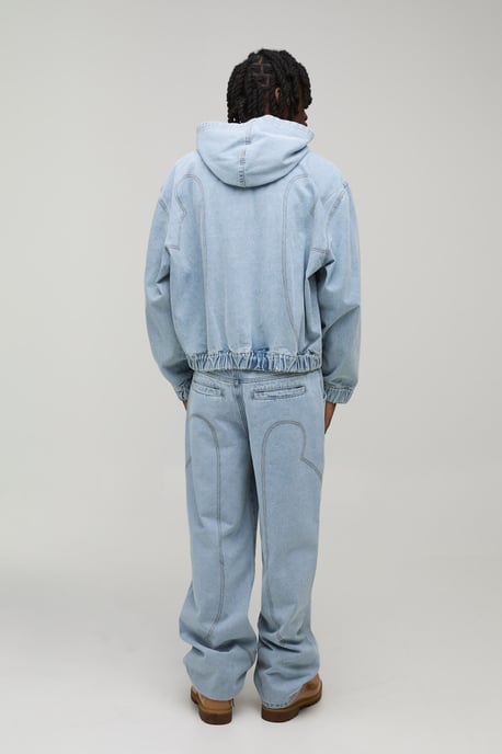 Vintage Wash Western Denim Hoodie - Image 2