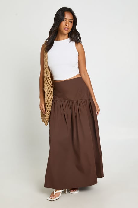 Petite Asymmetric Dropped Waist Maxi Skirt - Image 1