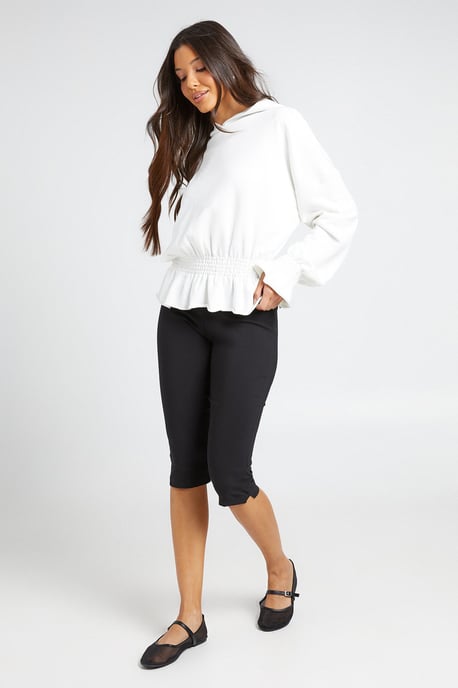 Loopback Peplum Hem And Cuff Hoodie - Image 3
