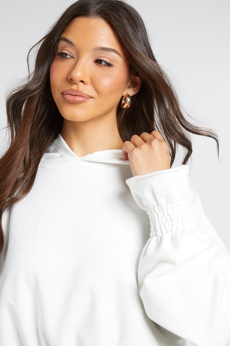 Loopback Peplum Hem And Cuff Hoodie - Image 4