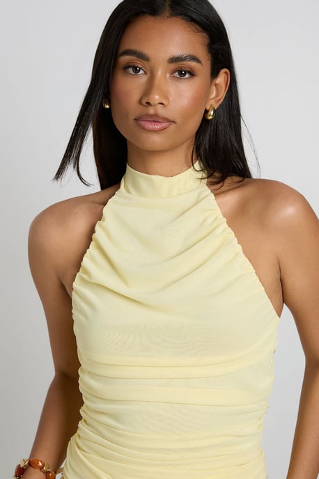 Slinky Mesh Ruched Halterneck Top - Image 4