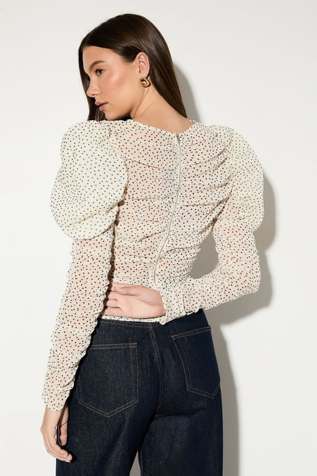 Puff Sleeve Shirred Top - Image 3