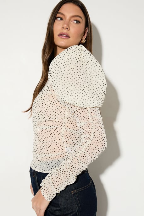 Puff Sleeve Shirred Top - Image 4