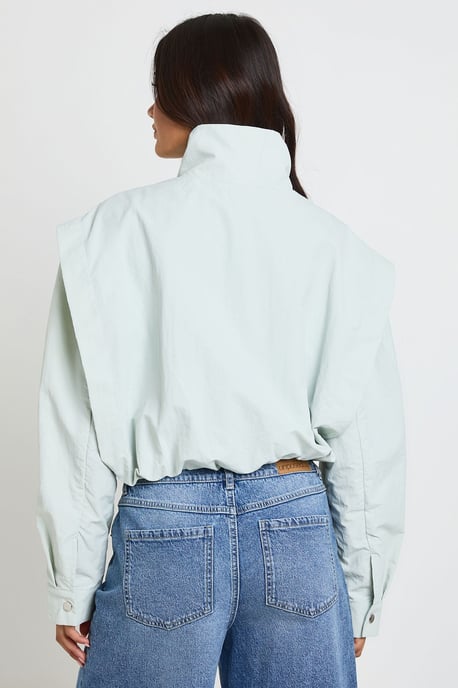 Nylon Funnel Neck Zip Through Track Top - Image 2