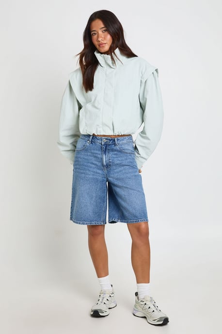 Nylon Funnel Neck Zip Through Track Top - Image 3