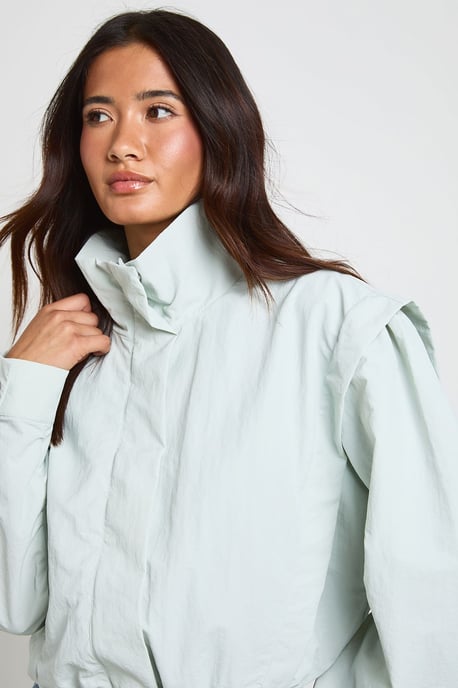 Nylon Funnel Neck Zip Through Track Top - Image 4