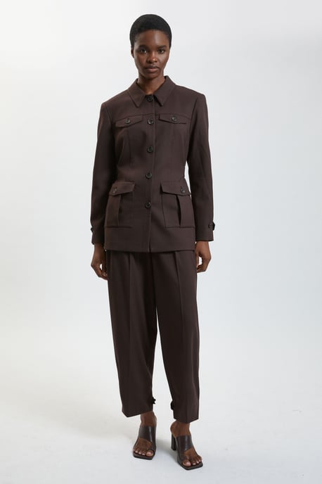 Petite Herringbone Texture Utility Trousers - Image 3