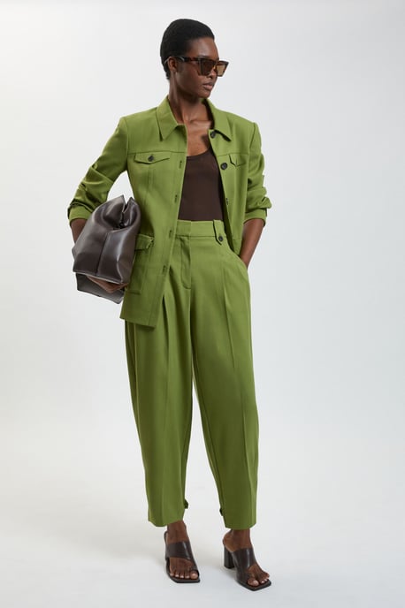 Petite Herringbone Texture Utility Trousers - Image 3