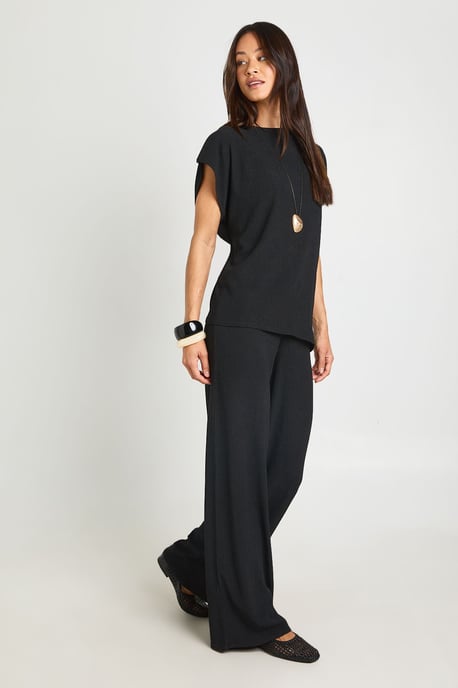 Tall Crinkle Asym Hem Top Straight Leg Co ord - Image 3