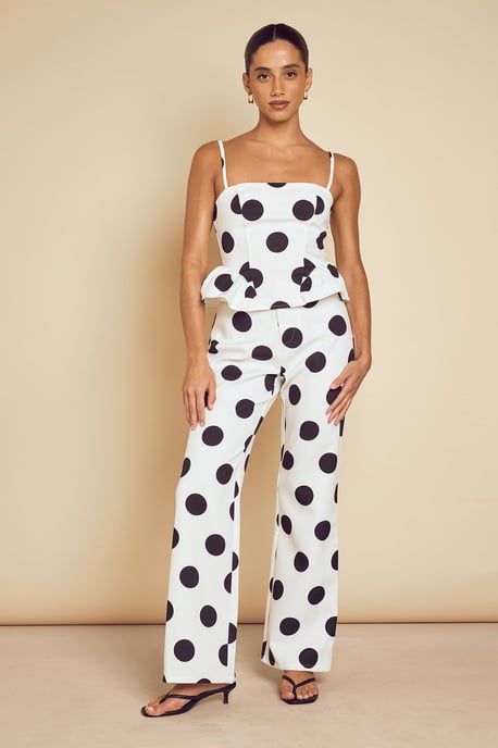 Tailored Polka Dot Straight Leg Trouser - Image 1