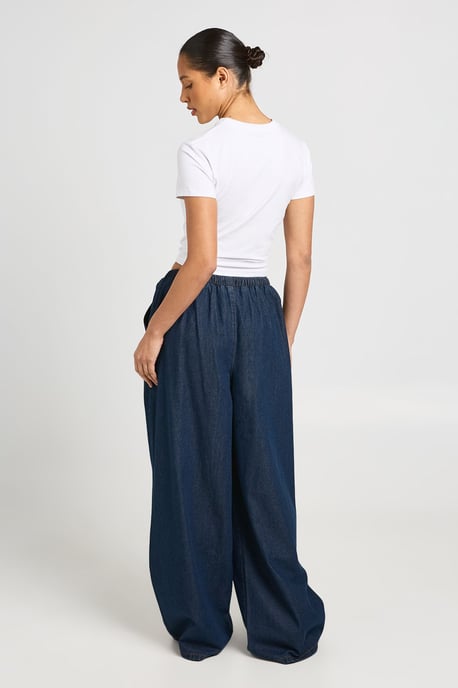 Elasticated Wide Leg Denim Trouser - Image 2