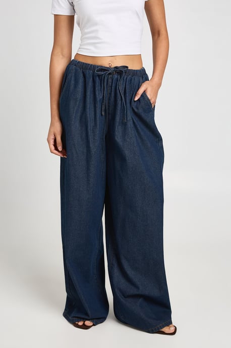 Elasticated Wide Leg Denim Trouser - Image 3