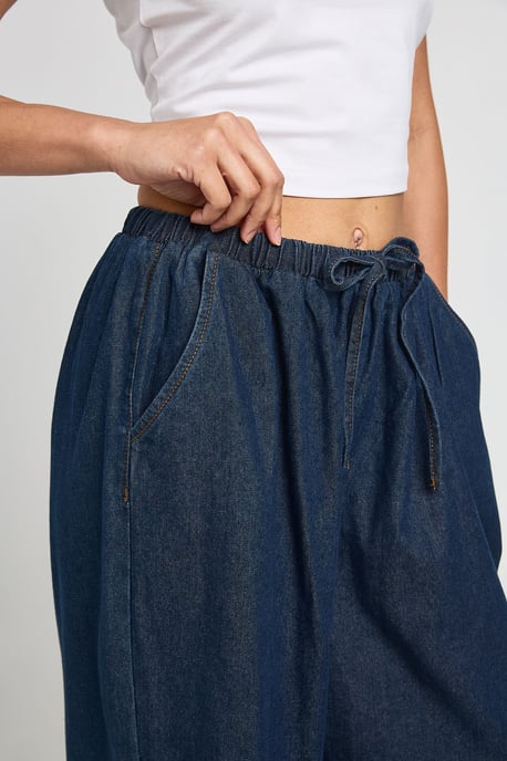 Elasticated Wide Leg Denim Trouser - Image 4