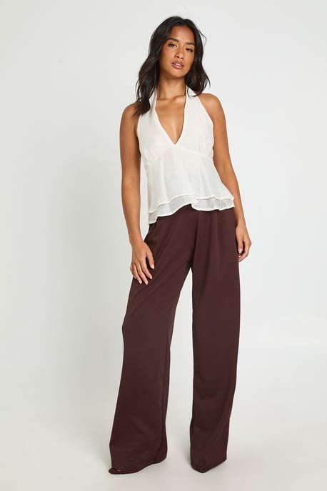 Petite Basics Wide Leg Trousers - Image 3
