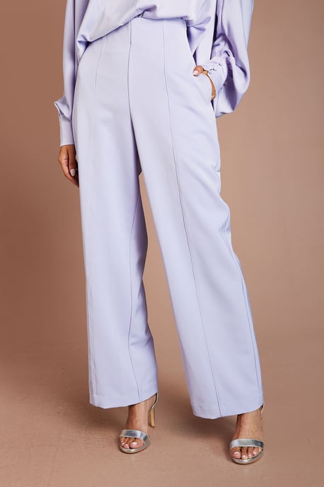 Lilac Stretch Crepe Wide Leg Trouser - Image 2