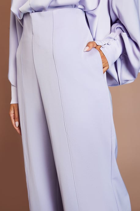 Lilac Stretch Crepe Wide Leg Trouser - Image 4