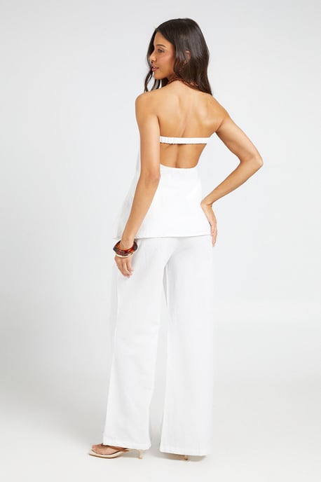 Linen Look Longline Bandeau & Wide Leg Trousers - Image 2