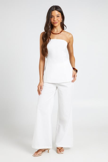 Linen Look Longline Bandeau & Wide Leg Trousers - Image 3