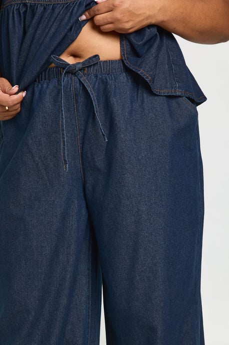 Plus Elasticated Wide Leg Denim Trouser - Image 4