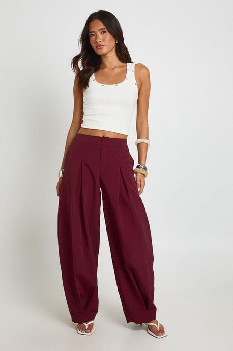 Nylon Pleat Front Barrel Trousers - Image 1