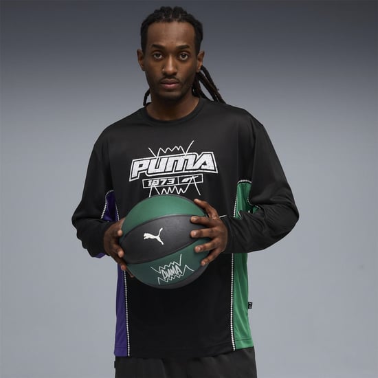 Men's Puma Hoopaverse Shooting Long Sleeve Performance Gym Top in Black - Image 3