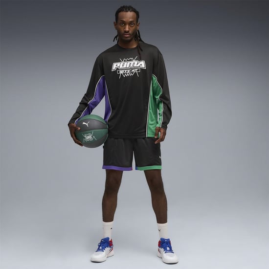 Men's Puma Hoopaverse Shooting Long Sleeve Performance Gym Top in Black - Image 5