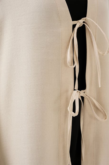 Linen Blend Long Sleeve Kimono with Binding Detail - Image 5