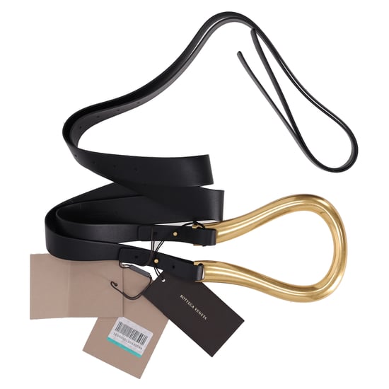 Bottega Veneta Horseshoe Buckle Double Strap Belt in Black Leather - Image 2