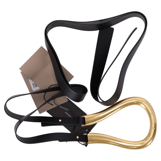 Bottega Veneta Horseshoe Buckle Double Strap Belt in Black Leather - Image 3