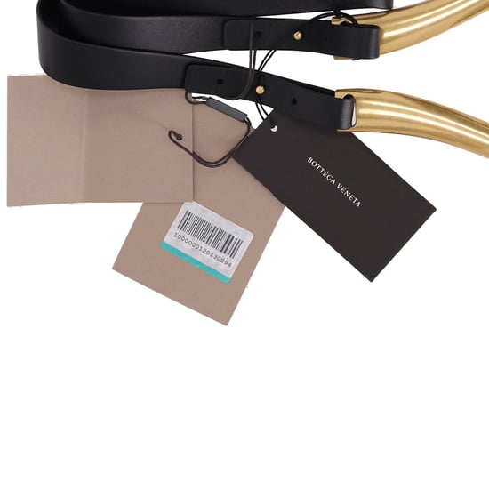 Bottega Veneta Horseshoe Buckle Double Strap Belt in Black Leather - Image 4