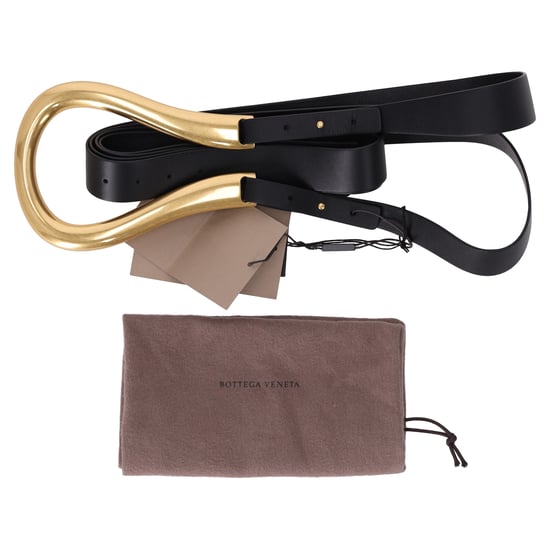 Bottega Veneta Horseshoe Buckle Double Strap Belt in Black Leather - Image 6