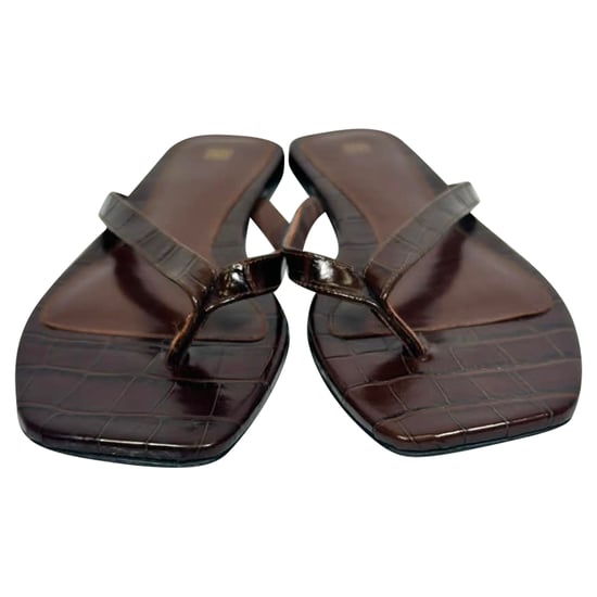 Totême Flip-Flop Flip-Flops med krokodileffekt i brunt läder - Image 3