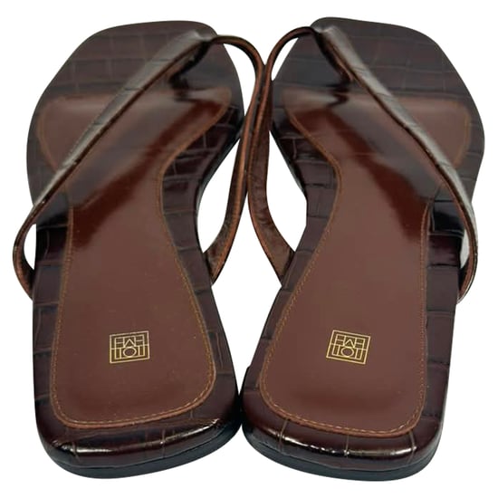 Totême Flip-Flop Flip-Flops med krokodileffekt i brunt läder - Image 4