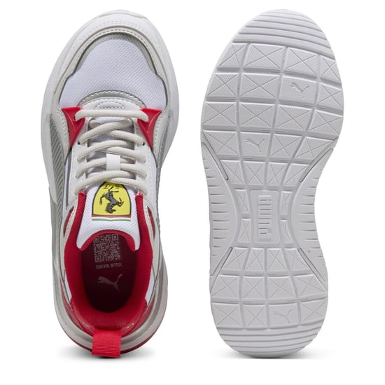 Boys Puma Kids Ferrari Trinity 2 Low Top Trainers in White-Rosso C - Image 3