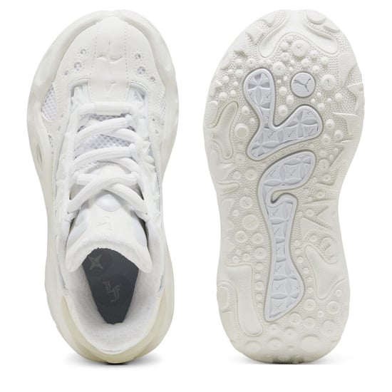 Boys Puma Kids La France Runner Trainers in Wht Glow-Silver - Image 3