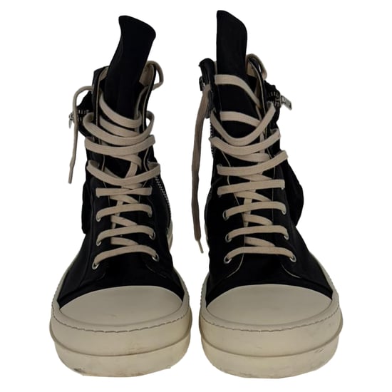 Rick Owens höga sneakers med dragkedja och fickor i svart canvas - Image 2