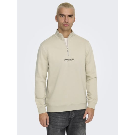 Only & Sons Onscurated reg half zip sweat beige - Image 2