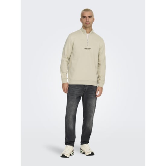 Only & Sons Onscurated reg half zip sweat beige - Image 3