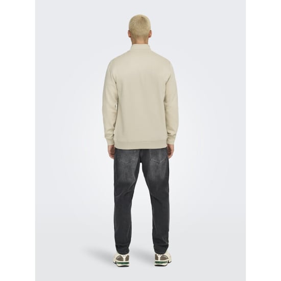 Only & Sons Onscurated reg half zip sweat beige - Image 5