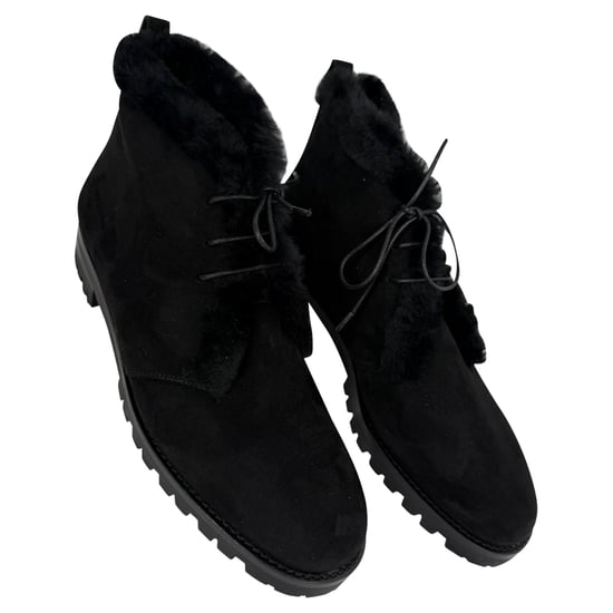 Manolo Blahnik Mircus Ankelboots i Svart Mocka - Image 6