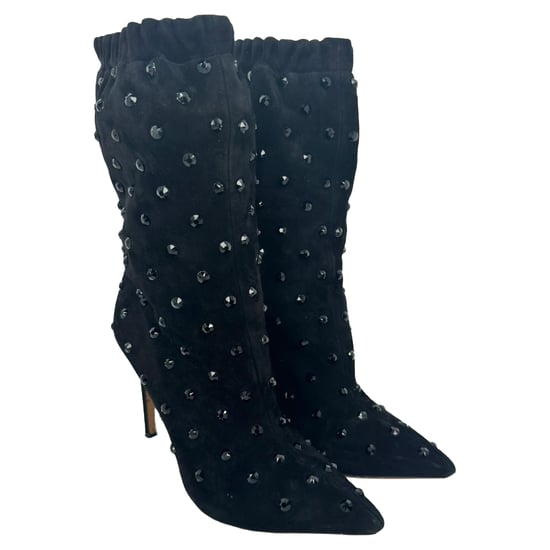Valentino Rockstud Laarzen in Zwart Suède - Image 4