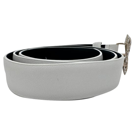 Chanel Chain Interlocking CC Logo Waist Belt in White Leather - Image 4