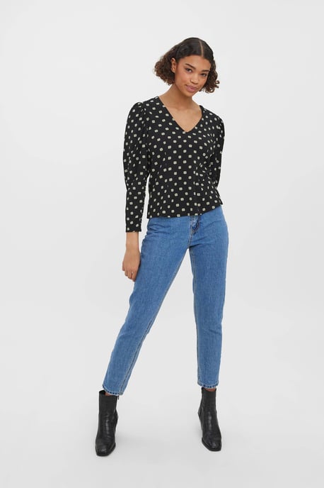 VERO MODA blouse met stippen zwart - Image 3
