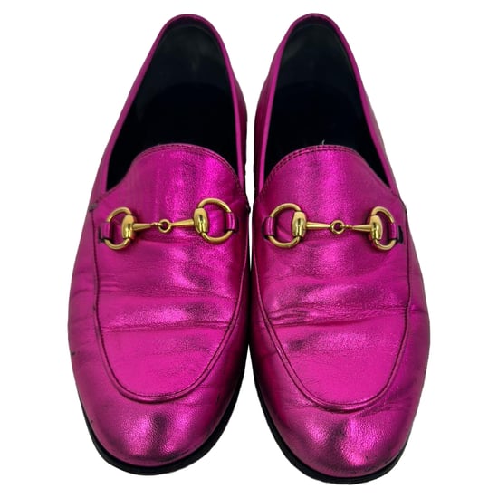 Gucci Jordaan Horsebit Loafers in Metallic Pink Leather - Image 3