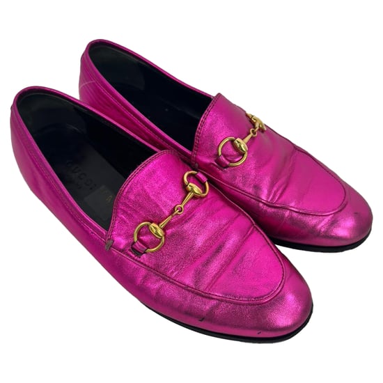 Gucci Jordaan Horsebit Loafers in Metallic Pink Leather - Image 5