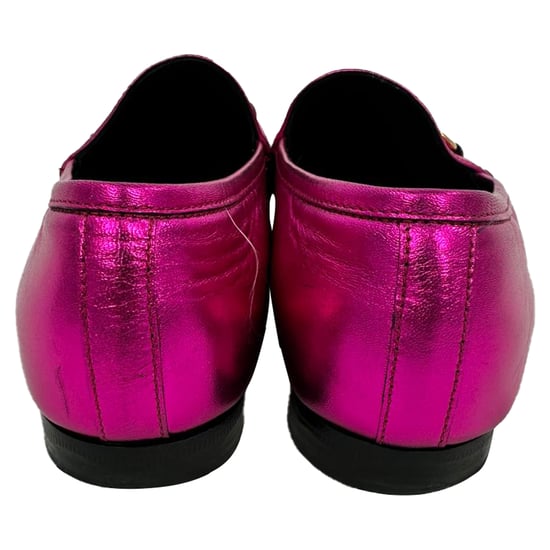 Gucci Jordaan Horsebit Loafers in Metallic Pink Leather - Image 6